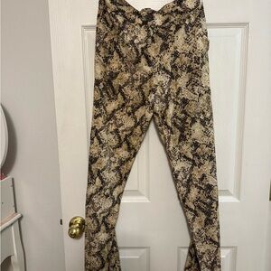 Zara Snake Print Straight Leg Pants in Tan and Black